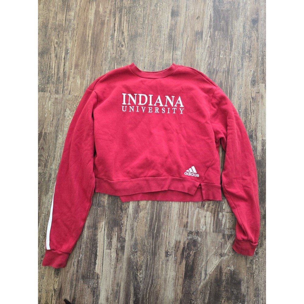 Adidas Indiana Hoosiers Cropped Sweatshirt Womens Red Embroidered Slanted L